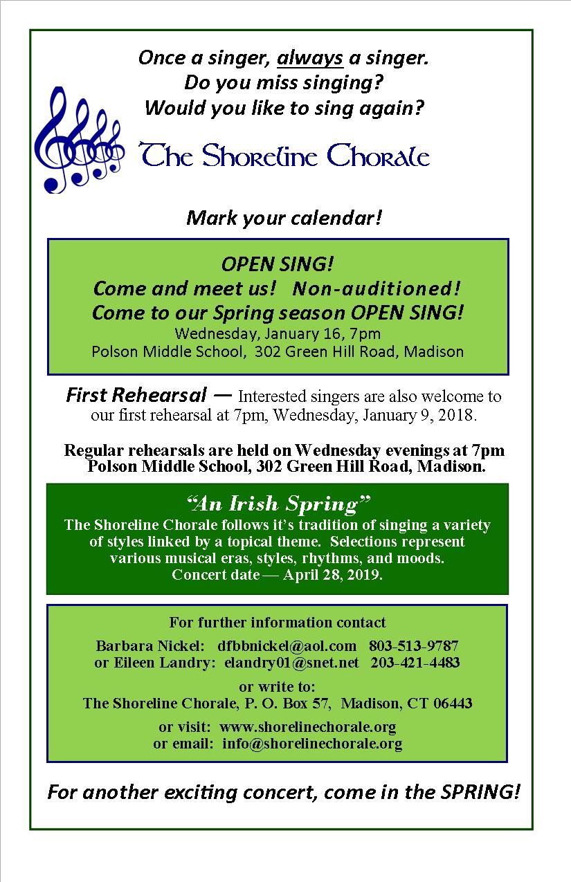 Spring 2019
; Open Sing